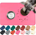 VIVAGLORY Dog Food Mat Flexmat Dog Bowl Mat, Placemat Food Tray with Raised Edges & Lip for Indoor Floor, Non Slip Waterproof Silicone Dish Placemat for Cat & Pet, S, Pink