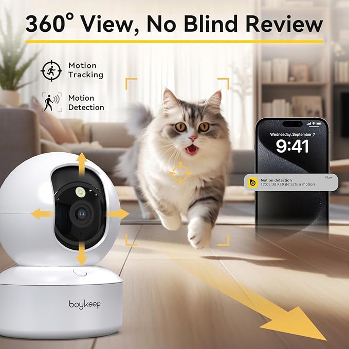 BoyKeep 2K Indoor Security Camera 5G/2.4GHz Wi-Fi Cameras for Baby/Elder/Dog/Pet Camera with Phone app, 2-Way Audio Baby Monitor Camera, Night Vision, Cloud & SD Card Storage