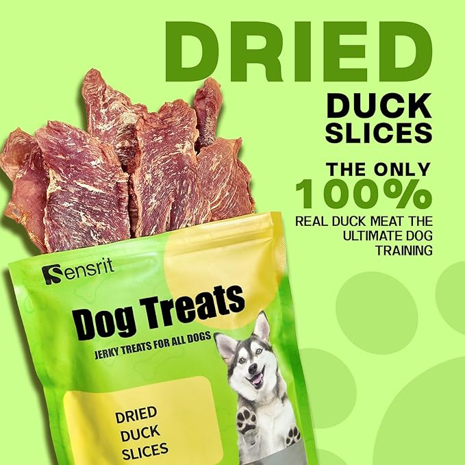 100% Dried Duck Slices Dog Treats - 120g Single Ingredient Jerky, High Protein (68%) Real Duck Meat Snacks, Hypoallergenic Training Rewards for Sensitive Stomachs, All Breeds