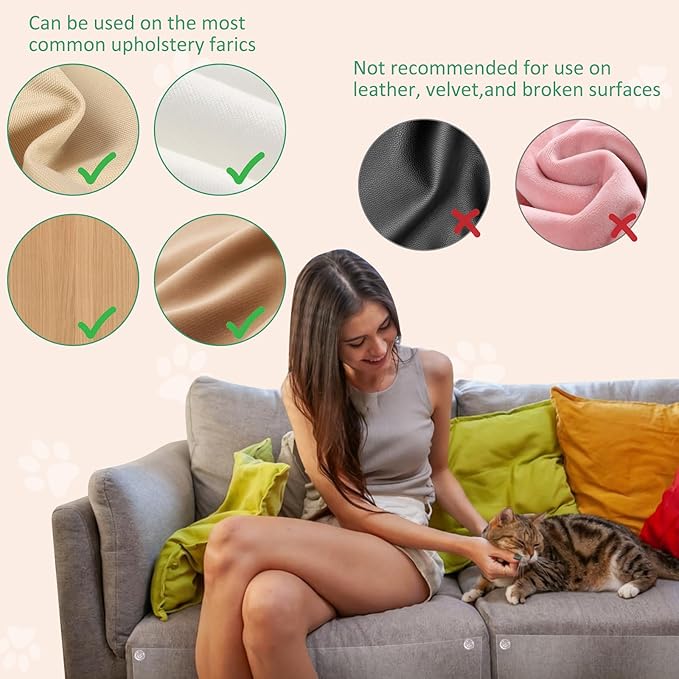 Anti-Cat Scratch Furniture Protector - 10 Pack Couch Protectors from Cats Claws, Clear Cover Protection from Cat Scratching on Your Sofa, Furniture, Wall & Door Corner