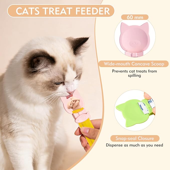 WRW 3 Pcs Cat Treat Spoon, Lickable Cat Treat Spoon Squeeze for Small Pets, Multi-Function Cats Treat Feeder for Licky Treats & Wet Food