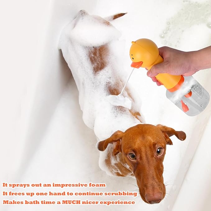 Electric Dog Shampoo Dispenser, Rechargeable Duck Soap Foaming Dispenser for Dog and Cat Bathing, Bathroom, Kitchen Sink, Toilet Cleaning, IPX7 Waterproof
