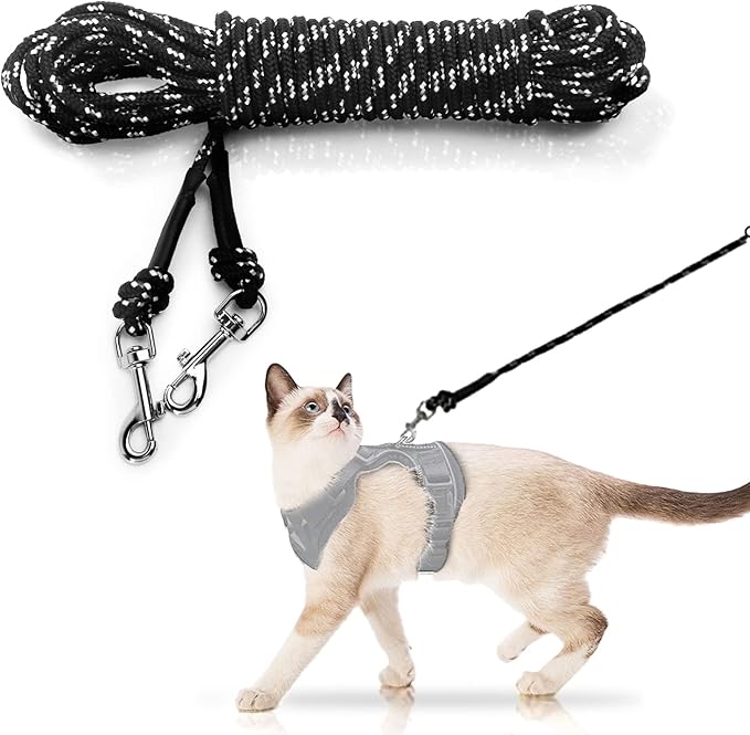 Extra Long Cat Leash for Yard, 9M/30FT Lightweight Outdoor Cat Leash Long Light Extension, Long Thin Lead for Rabbits, Kitten, Puppy and Small Animals
