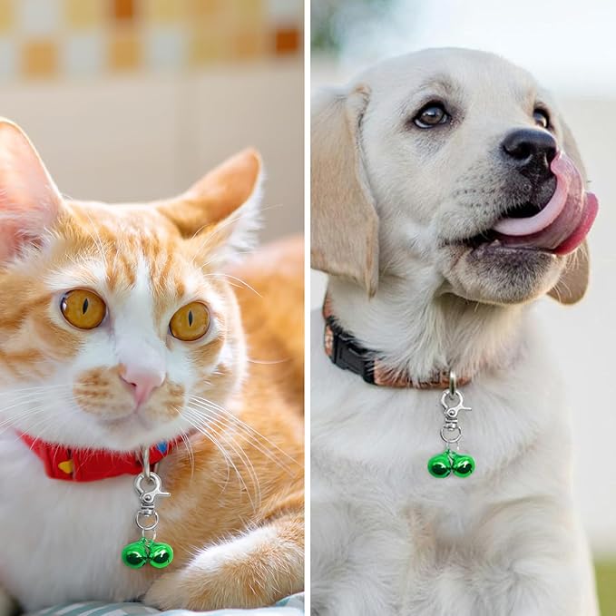 EXPAWLORER Pet Bells for Dog Cat Collar Charm - 2 Pack Cat Collar Accessories Bells Loud, Pet Jingle Ornament Training Pendant Neck Decoration, Tracker for Saving Birds, Green