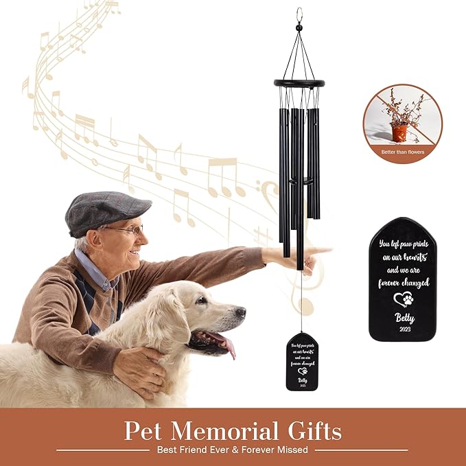 Personalized Pet Memorial Wind Chime, Custom Dog Cat Name Birthday, Loss of Dog Sympathy Reminder Gifts, Customized Thoughtful Sweet Keepsake, Bereavement Gift for Pet Passing Away Funeral