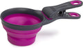Dexas Pets Collapsible KlipScoop Collapsible Dry Dog Food Scoop and Dog Food Bag Clip, 1 Cup Capacity, Fuchsia