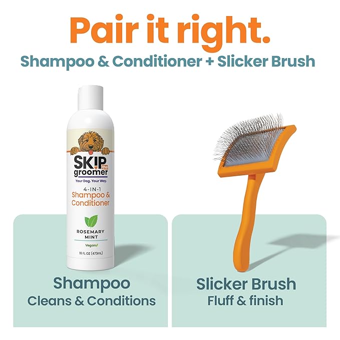 Slicker Brush for Dogs, Goldendoodle Brush for Fluff – Routine Essential for Poodles, Bernedoodles & Long Haired Breeds, Gentle Dematting & Easy-Clean Bristles – Skip the Groomer