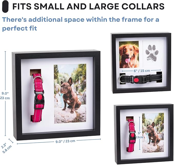 Dog Paw Print Kit for Dogs, Dog Picture Frame with Shatterproof Plexiglass, 4 Customizable Displays, 9”x9”, Pet Memorial Gift for Dogs, Loss of Pet Sympathy Gift, Pet Paw Print Impression Kit (Black)