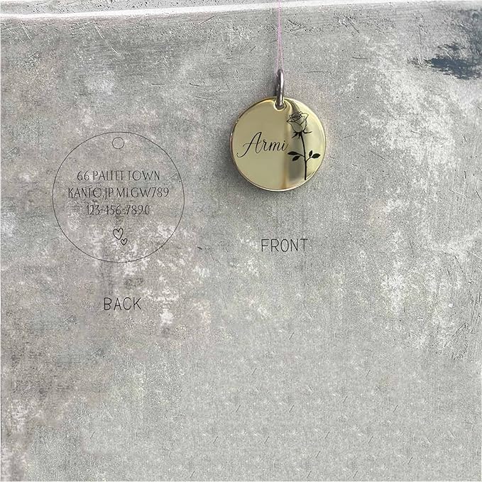 Cats Dogs ID Tags Personalized Engraving Birth Flowers Pattern for Custom Pets Collar Accessories Brass Copper Extra Small Round Name Plate