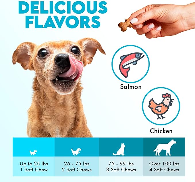 Omega 3 Chews for Dogs - 150Pcs - Dog Skin and Coat Supplement - Rich in EPA & DHA Fatty Acids - Itching Skin Relief Chews - Reduce Hair Shedding - Made with Fish Oil - Chicken