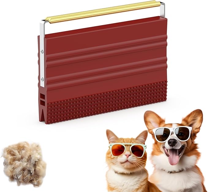 Mini Pet Hair Remover – 2025 Reusable Carpet Rake & Fur Scraper for Furniture, Car Interior, Hair Remover Brush for Bed, Couch, Home Surfaces Red