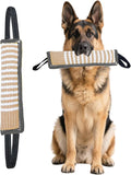 Clysoru Squeaky Tug Toy for Dogs Jute with 2 Strong Handles Lasting Training Equipment Puppy to Large Dog Interactive Toys of War Pull Indestructible Rope Pet Crinkle Teething (Gray)