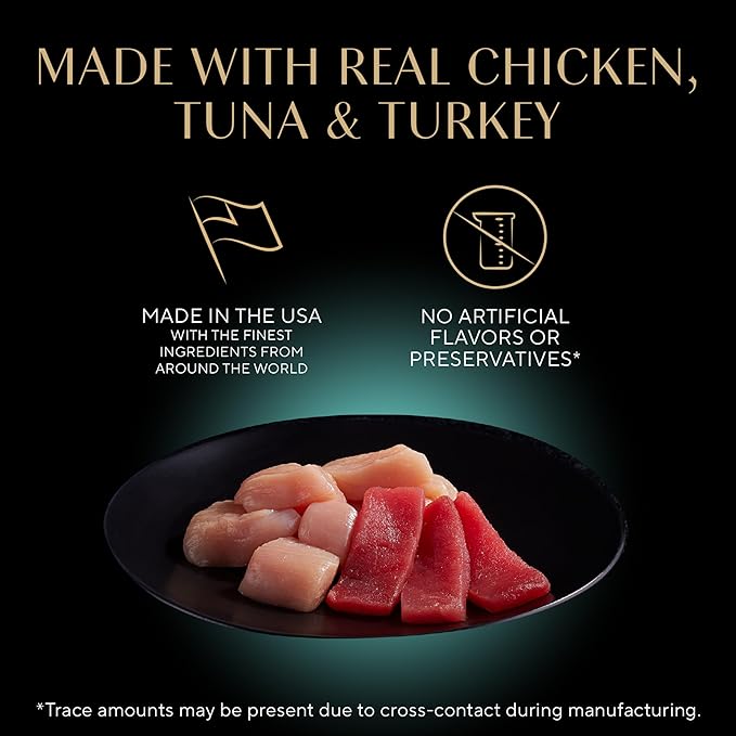 Sheba Perfect Portions Wet Cat Food Cuts in Gravy, Roasted Chicken Entree, with Sustainable Tuna, Tender Turkey Entree, 2.6 oz. Twin-Pack Trays (36 Count, 72 Servings)