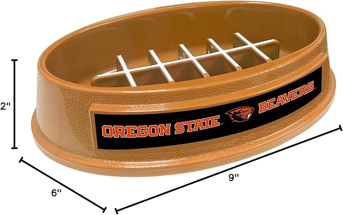 NCAA Super-Bowl - Oregon State Beavers Slow Feeder Dog Bowl. Football Design Slow Feeding Cat Bowl for Healthy Digestion. Non-Slip Pet Bowl for Large & Small Dogs & Cats