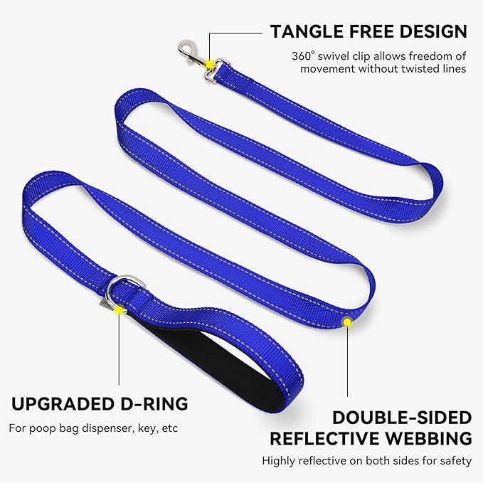 Joytale Dog Leash, 4 FT Double-Sided Reflective, Padded Handle Nylon Heavy Duty Leashes for Medium & Large Dogs Walking, Navy Blue