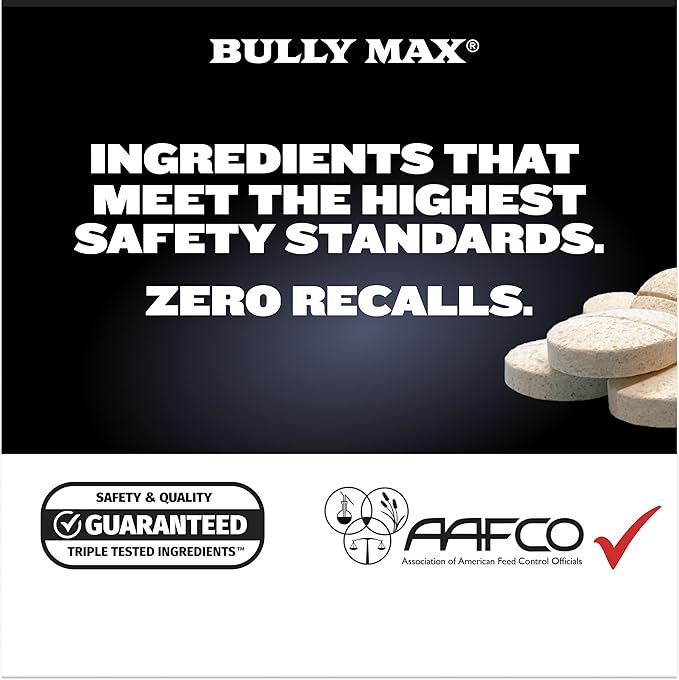Bully Max 2-in-1 Muscle Builder Chewable Tablets for Dogs - Puppy & Dog Vitamins, Supplements for Muscle Gain & Growth - Canine Multivitamins Essentials for All Breeds & Ages - 30 Tabs