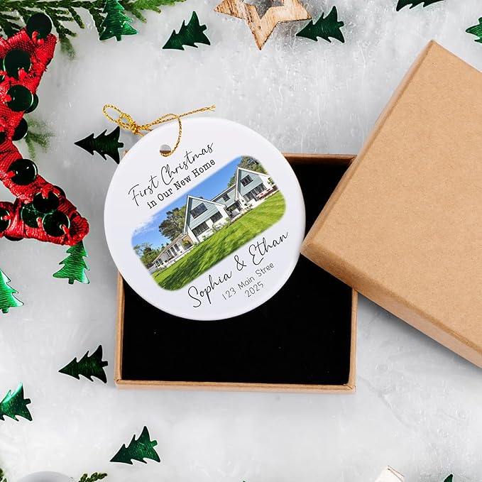 Personalized First Christmas in Our New Home Ornament 2026, New House Address Christmas Ornaments, Housewarming Gift for New Homeowners, Couples, or Family
