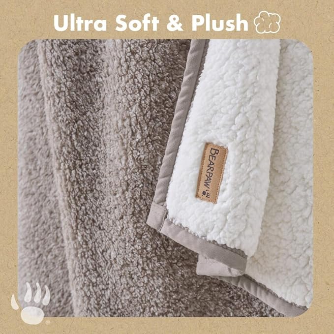 BEARPAW Sherpa Throw Blanket - Ultra Soft Plush Warm Reversible Fluffy Blanket for Bed Couch Sofa & Living Room Decor, House Decor, Room Decor Gifts for Women - 50"x70", Gray (Valley) (Brown)