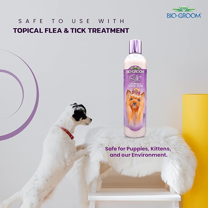 Bio-Groom Silk Creme Rinse Dog Conditioner - Conditioner for Dogs, Puppy Conditioner, Dog Conditioner Detangler, Dog Hair Conditioner - 12 Fl Oz 1-Pack