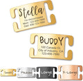 Anavia Slide On Silent Pet ID Tags, Personalized Engraved Multi-Color Plated Stainless Steel Cat Dog Name Tags, Glossy Customized Chew-Proof Quiet Dog Collar Tags (Small, Gold)