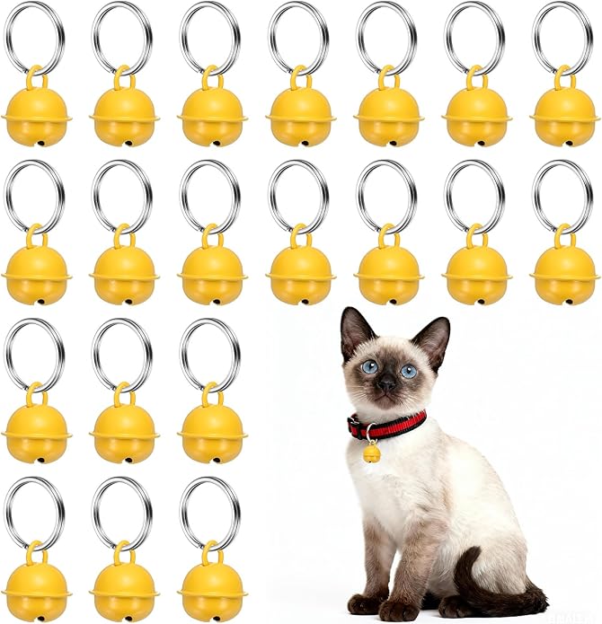 Cat Bells, Small Pet Copper Bells Collars Charm with Key Rings Loud Crisp Sound Anti-Lost Pendant Accessories