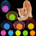 Jecery 5 Pcs Cat Spring Balls Toys Stretchable Rolling Balls Colorful Playful Coils Interactive Action Toy Caged Rats for Kitten Pet Supplies (Glow Ball,Multicolor)