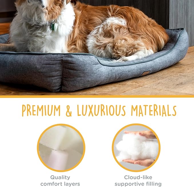 Large Dog Bed 39 Inch, Washable Plush Pet Sofa for Large Dogs & Cats, Soft Rectangle Pet Bed with Non-Slip Base