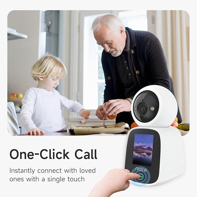 Noorio Two Way Video Calling Camera, 2K One Click Call Pet Camera Indoor with Phone App, 2.4G WiFi Only 360° PTZ Dog Cam with Speaker, CL200