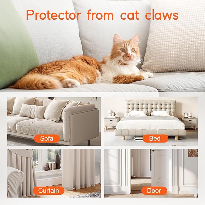 36 Pcs Cat Scratch Furniture Protector with Securing Pins, Extra Thick Transparent Couch Protector from Cat Claws, Strong Hold Anti Scratch Deterrent Sofa Guard
