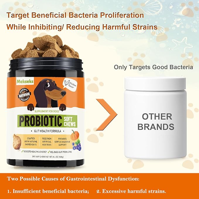 Dog Probiotic Soft Chews 200, Support Gut Health, Immunity, Diarrhea Gas Relief Digestive Balance, Relieve Itchy Skin, with Pumpkin Blueberry, 6 Digestive Enzymes, 4 Prebiotics, 6 Probiotics for Dogs