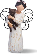 Cat Memorial Gifts, Cat Memorial Gifts for Loss of Cat, Pet Cat Remembrance Gifts, Cat Angel Figurine Statue for Cat Lovers in Memory of Their Beloved Cat(Brown Cat)