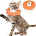 Cat Cones to Stop Licking, Adjustable Neck Soft Elizabethan Collar After Surgery, Comfortable & Lightweight Cute Kitten Donut Collar for Head/Foot Wounds Recovery, Orange Small