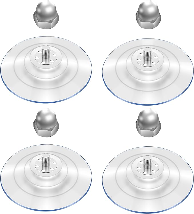 HiPetpy 4 Pack Cat Window Perch Suction Cups, Strong Adhesive Replacement PVC Suction Cups with Screws for Foldable & Cordless Cat Window Hammock Seat, Holds Up to 40 lbs