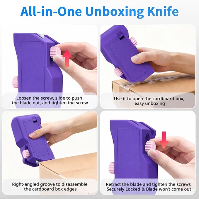 Cardboard Cutter for Cat Scratchers with 10pcs Blade, 4-in-1 Box Cutter 3D Printed Cardboard Strip Cutter DIY cat scratchers Cutter Tool for Cat Lovers