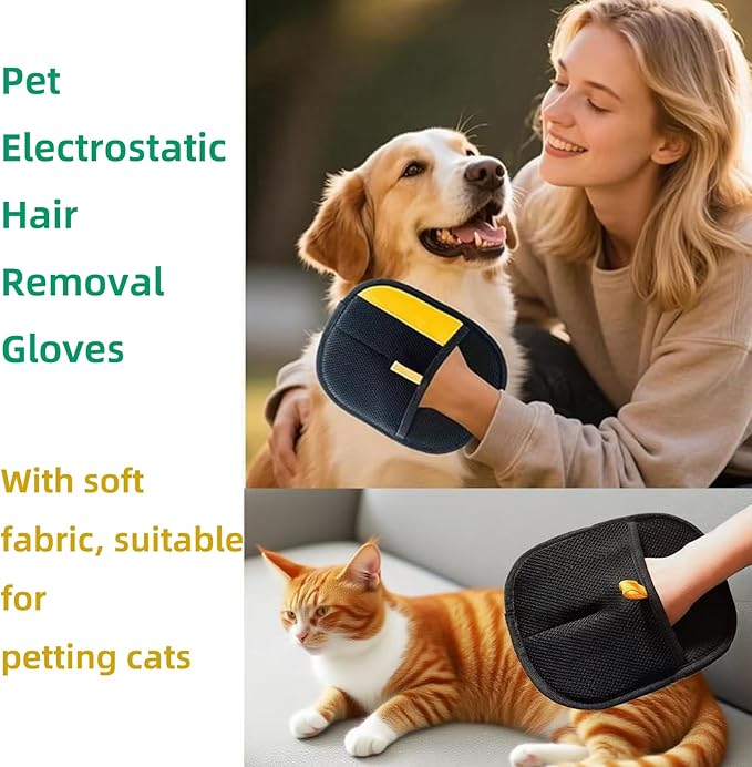 Cat Dog Pet Electrostatic Hair Removal Gloves,Upgraded in 2025,Hair Brush,Washable,Reusable,For Clothes, Sofa,Carpet,Car Seat