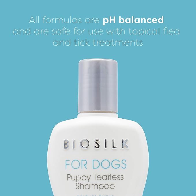 BioSilk for Dogs Puppy Tearless Shampoo, Gentle Dog Wash with Silk Proteins, Paraben and Sulfate Free Formula Helps Clean and Condition Coats for Puppies and Dogs, 12 Fl Oz