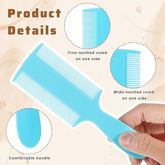 10Pcs Lice Combs Double Sided Fine Teeth Comb Plastic Head Nit Hair Combs for Newborn Babies Adults Dogs Kitten Dandruff Removal (5 Colors)