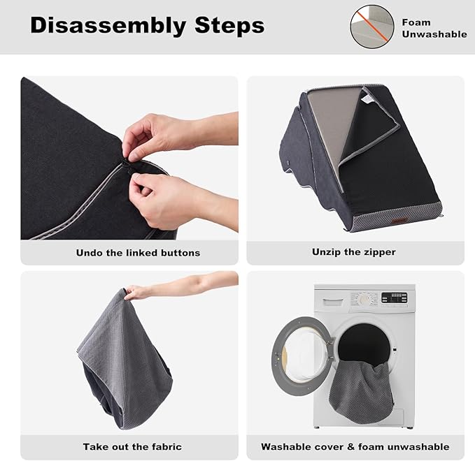 Dog Ramp for Bed - 21" H 2-in-1 Transformable 4 Steps Dog Stairs and Ramp, Pet Steps for Couch with Non-Slip Waterproof Cover, Black