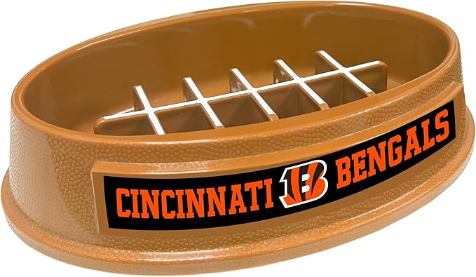 NFL Super-Bowl - Cincinnati Bengals Slow Feeder Dog Bowl. Football Design Slow Feeding Cat Bowl for Healthy Digestion. Non-Slip Pet Bowl for Large & Small Dogs & Cats