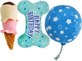 Prime Pets Dog Birthday Toys, 3 Pack, Crinkle Squeaky Dog Toys, Pet Toys for Small Medium Large Dogs, Stuffed Puppy Chew Toys, Dog Gift Toys