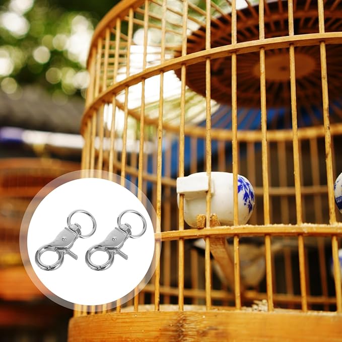Ipetboom 5pcs Birdcage Lock Metal Snaps Door Chain Lock Heavy Duty Birds Cage Metal Clip Spring Hook Bird Cage Door Bird Accessories Stainless Steel Fly Rope Parrot to Rotate