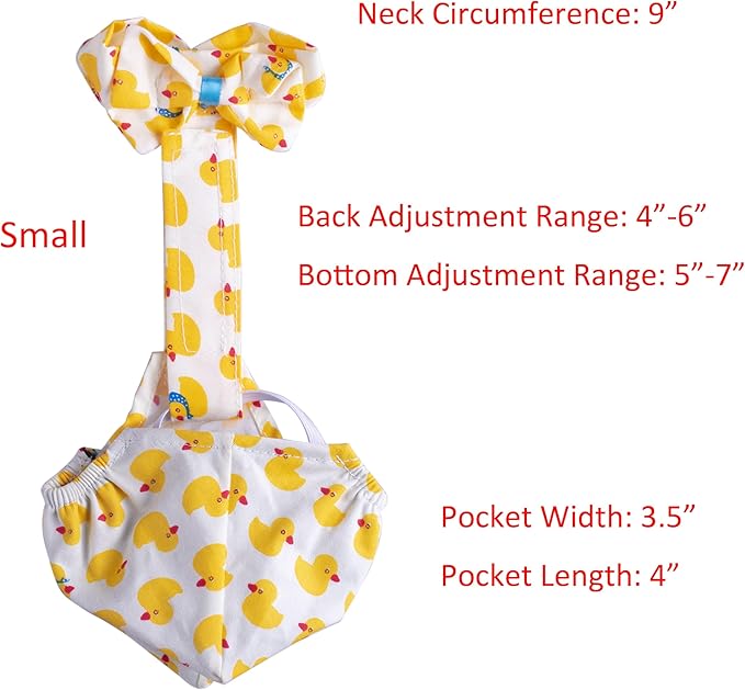 BestParts Adjustable Diaper Waterproof Reusable Diapers, Cloth Diaper Wearable Poultry for Farm Pet Goose, Pet Duck,Pet Chicken, Adhesive Version (Yellow, S(0.55-2.2pounds), 1, Count)
