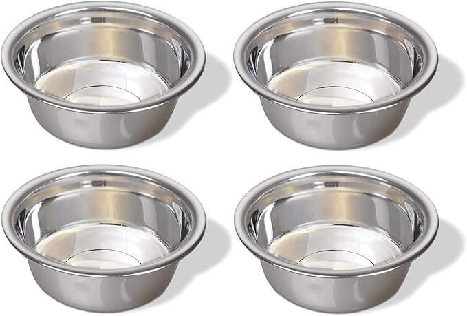 2 Pack Stainless Steel Dog Bowls 3.8 Cup (.9 L) – Metal Pet Bowls for Food & Water, Durable Rust Resistant Feeding Dishes for Small Medium Large Dogs, Easy Clean Heavy Duty Puppy & Cat Bowls