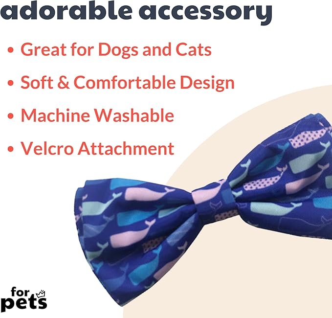 Huxley & Kent Bow Tie for Pets | Whale Watch (Large) | Bow Tie Collar Attachment | Fun Bow Ties for Dogs & Cats | Cute, Comfortable, and Durable | H&K Bow Tie