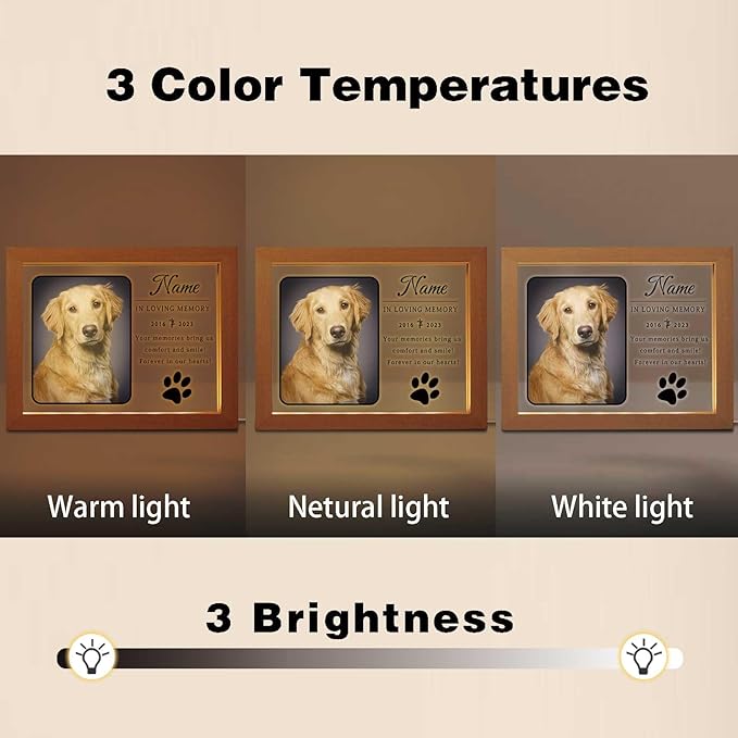 Personalized Dog Memorial Gift Night Light Customized Light Up Picture Frame Acrylic Led Plaque Lamp Pet Sympathy Remembrance Gift(Dog Paw)