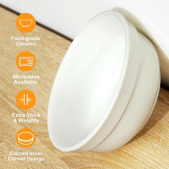 COMESOON 5" Ceramic Cat Bowl with Fish Bone Pattern, Cat Food Bowl for Food and Water, Healthy Cat Dishes for Indoor Cats and Small Dog, Dishwasher Safe & Microwaveable - White