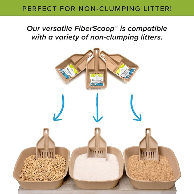 Bundle of Kitty Sift (6-Pack) Large Disposable Cat Litter Box + Kitty Sift FiberScoop Disposable Litter Scooper, Plastic-Free & Sustainable