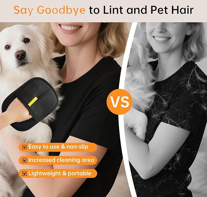 Pet Hair Removal Gloves Brush, Upgraded Reusable Cat Dog Electrostatic Hair Remover Grooming Glove Tool, Pet Hair Remover Tool for Clothing, Couch, Carpet