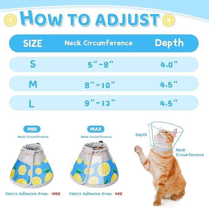 Cat Cone Collar Soft to Stop Licking, Adjustable, Foldable Lightweight Kitten Cone After Surgery Recovery for Cats & Kittens, EVA Material, Royal Blue, S