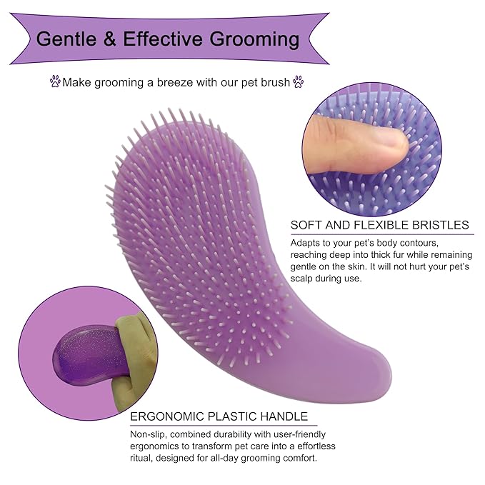Gentle Grooming Puppy Brush with Gift Box ， Fit for Small Dog ， Yorkie, Shih Tzu, Maltipoo, Maltese and Pomeranian ，Toy Poodle Accessories, Soft Bristle (Glitter Rose Red)